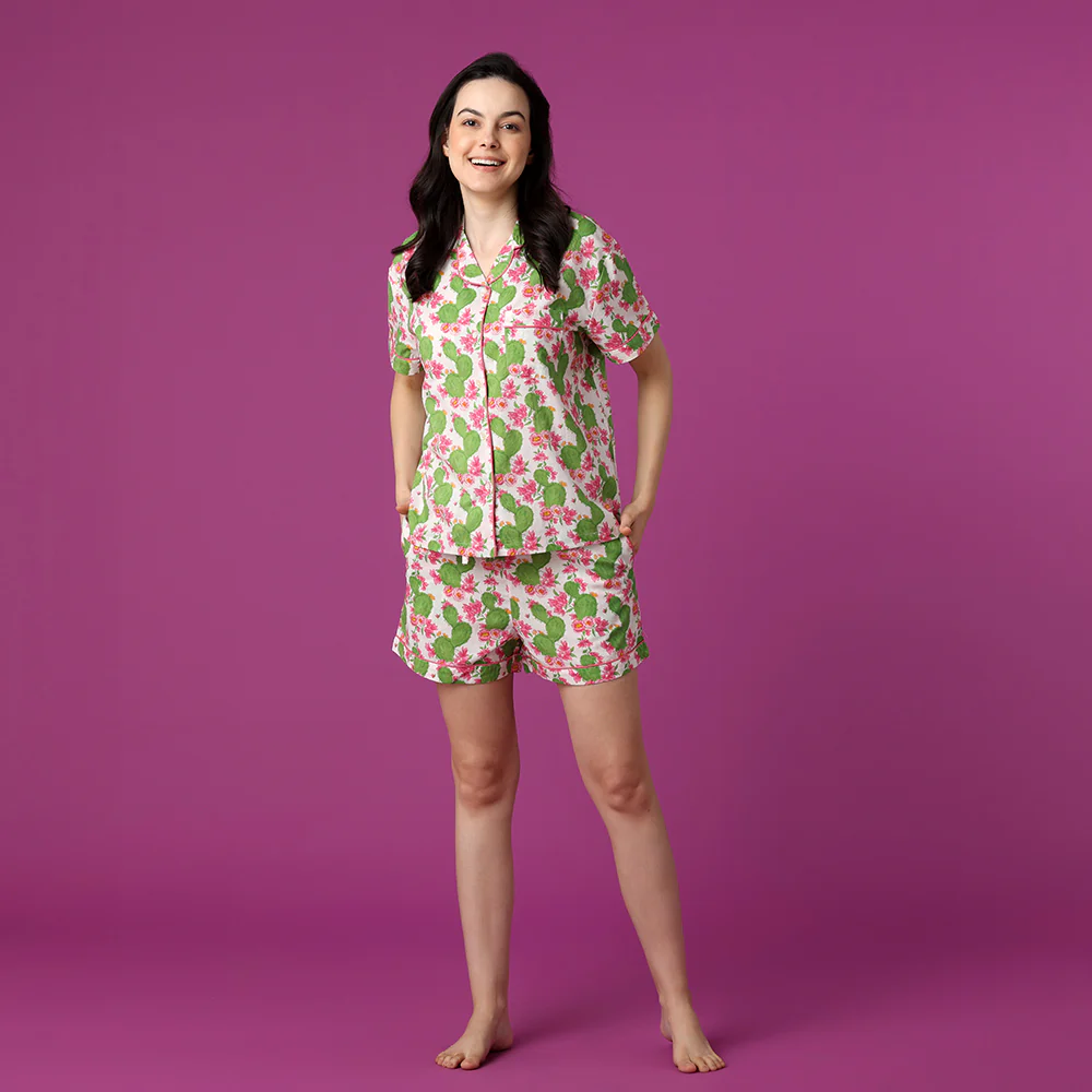 Cactus Flower Shorts PJ Set - Image 3