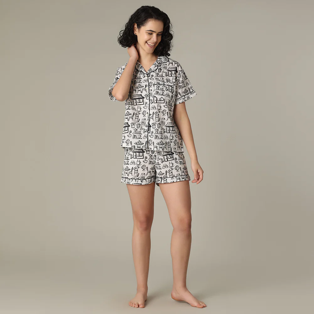 Cat Cafe Shorts PJ Set - Image 3