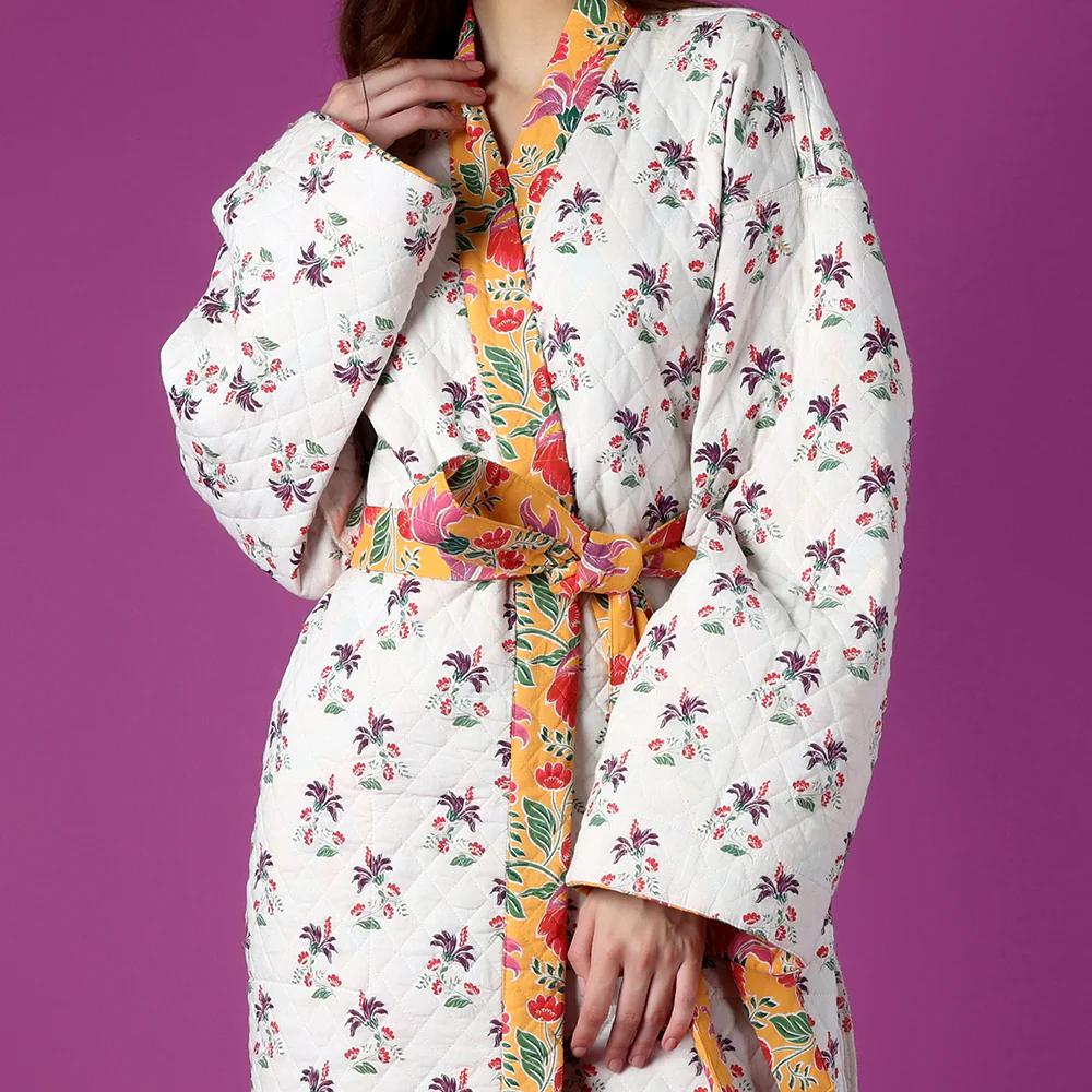 Clarence Yellow Quilted Robe - Image 4
