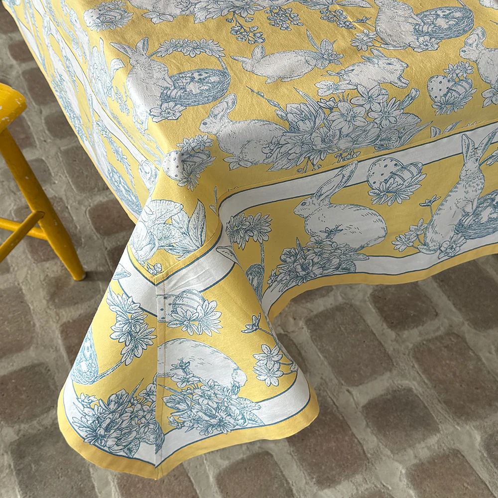 Rabbit Toile Yellow Tablecloth - Image 2