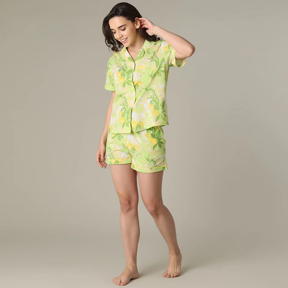 Sorrento Green Shorts PJ Set - Image 3