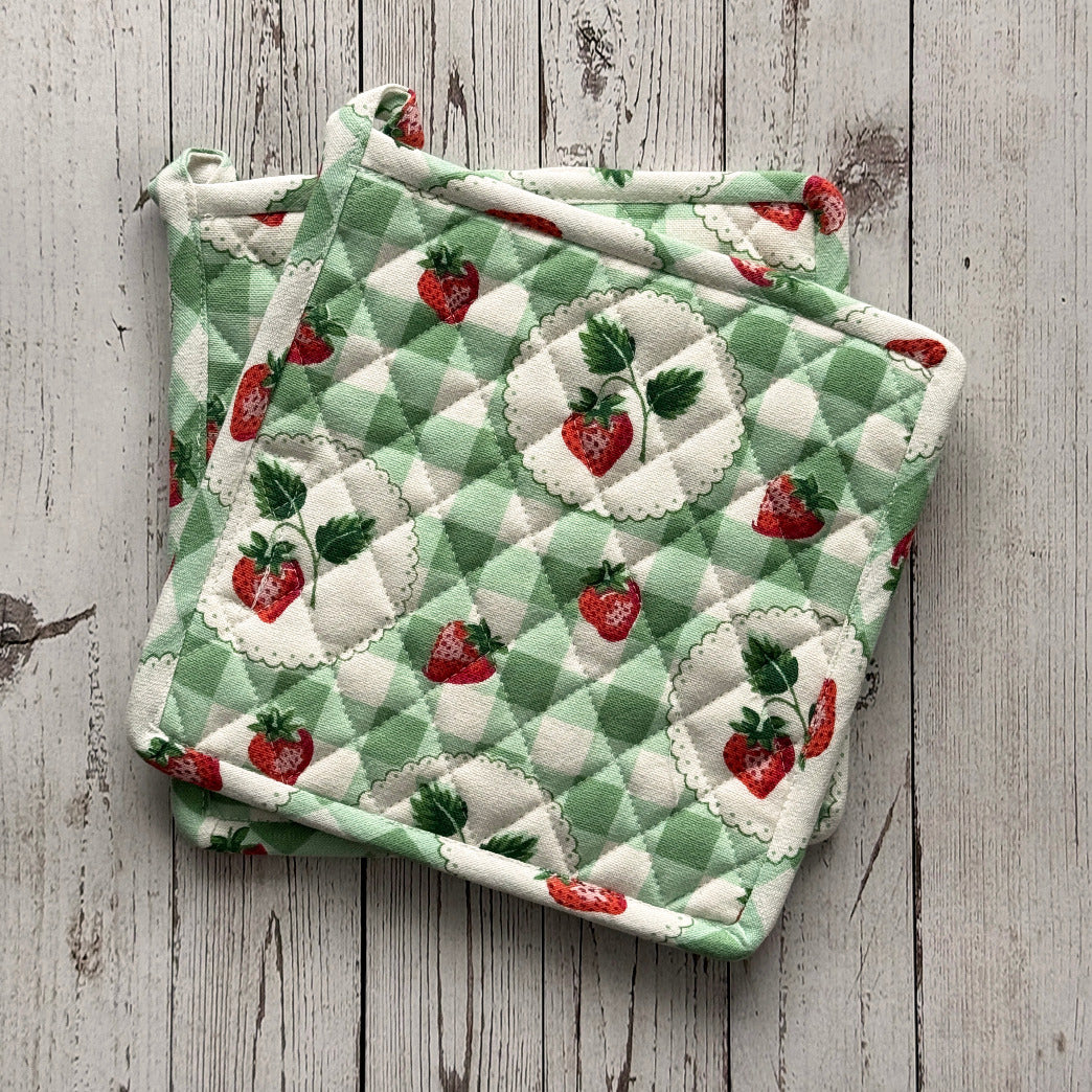 Strawberry Gingham Pot Holder, Set of 2 - Image 2